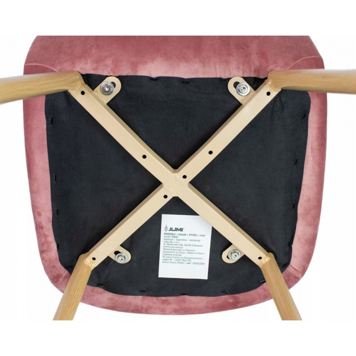 SCAUN TIP SCANDINAV, CATIFEA, MODEL CUSATURA IN FATA, ROZ SI NATUR, MAX 100 KG, 44X52X85 CM, VIGO [2]