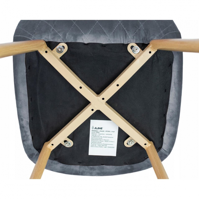 SCAUN TIP SCANDINAV, CATIFEA, MODEL CUSATURA PE SPATE, GRI SI NATUR, MAX 100 KG, 44X52X85 CM, VIGO [2]