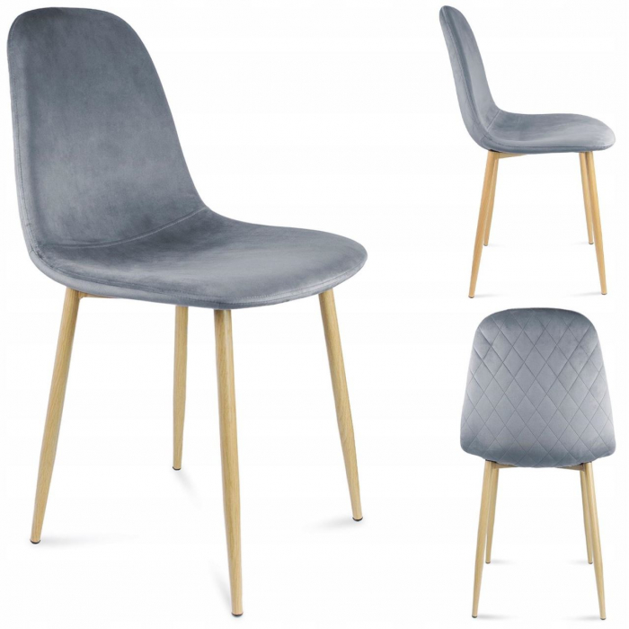 SCAUN TIP SCANDINAV, CATIFEA, MODEL CUSATURA PE SPATE, GRI SI NATUR, MAX 100 KG, 44X52X85 CM, VIGO [9]