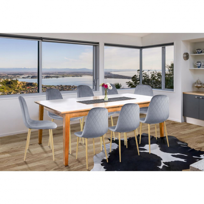 SCAUN TIP SCANDINAV, CATIFEA, MODEL CUSATURA PE SPATE, GRI SI NATUR, MAX 100 KG, 44X52X85 CM, VIGO [8]