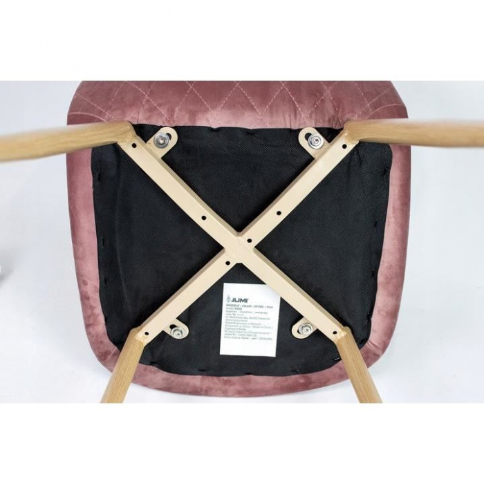 SCAUN TIP SCANDINAV, CATIFEA, MODEL CUSATURA PE SPATE, ROZ SI NATUR, MAX 100 KG, 44X52X85 CM, VIGO [3]