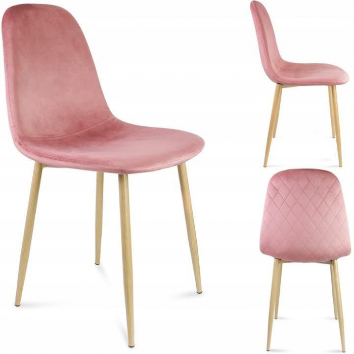 SCAUN TIP SCANDINAV, CATIFEA, MODEL CUSATURA PE SPATE, ROZ SI NATUR, MAX 100 KG, 44X52X85 CM, VIGO [10]