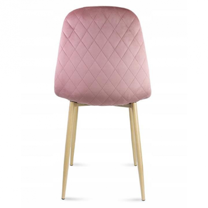 SCAUN TIP SCANDINAV, CATIFEA, MODEL CUSATURA PE SPATE, ROZ SI NATUR, MAX 100 KG, 44X52X85 CM, VIGO [5]