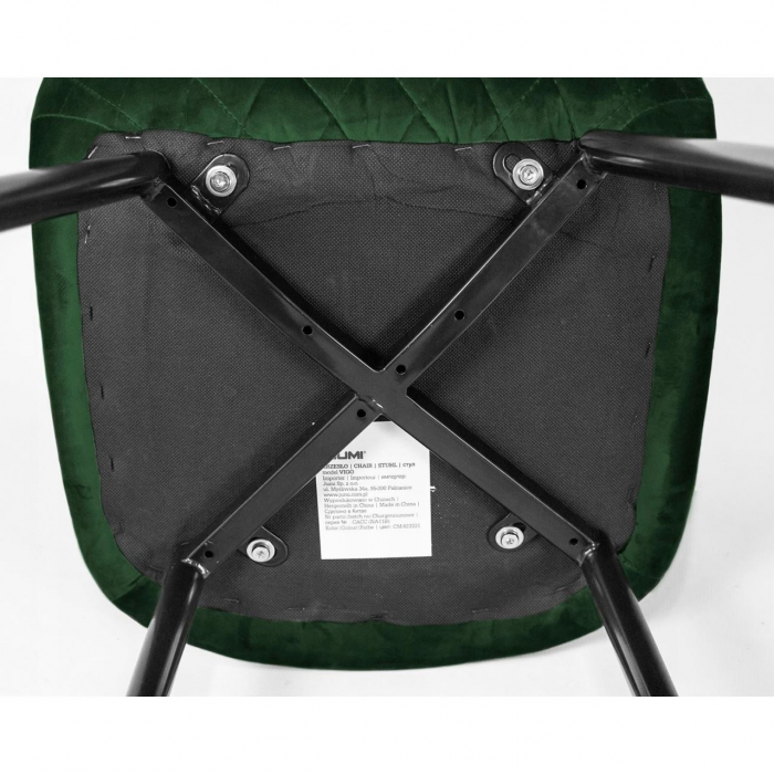 SCAUN TIP SCANDINAV, CATIFEA, MODEL CUSATURA PE SPATE, VERDE INCHIS SI NEGRU, MAX 100 KG, 44X52X85 CM, VIGO [2]