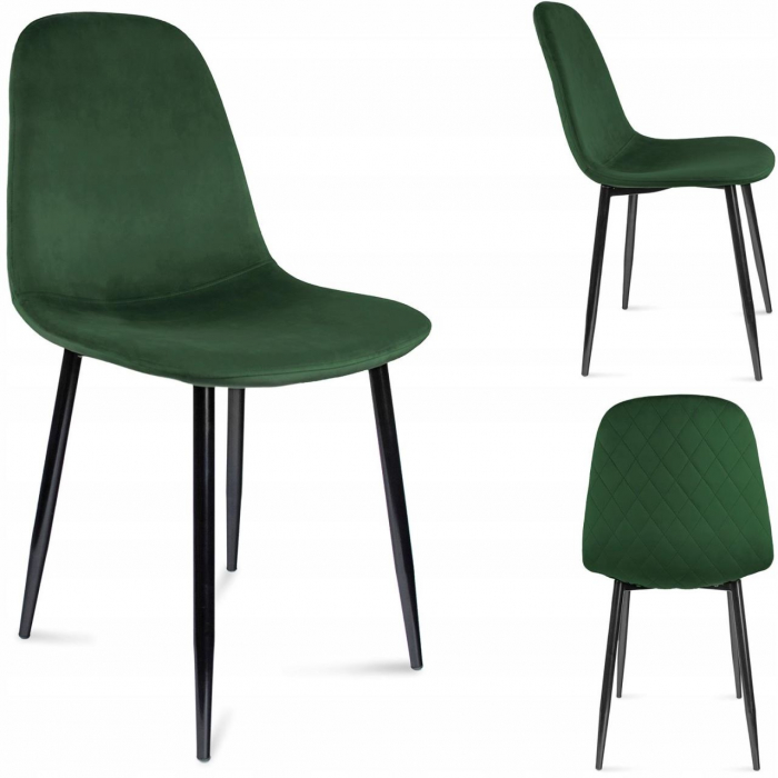 SCAUN TIP SCANDINAV, CATIFEA, MODEL CUSATURA PE SPATE, VERDE INCHIS SI NEGRU, MAX 100 KG, 44X52X85 CM, VIGO [9]