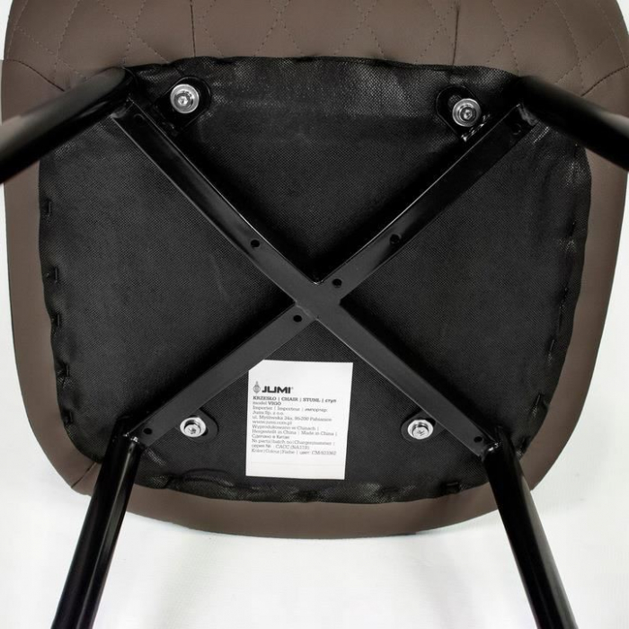 SCAUN TIP SCANDINAV, TAPITAT, PIELE ECOLOGICA, MODEL CUSATURA PE SPATE, BEJ SI NEGRU, MAX 100 KG, 44X52X85 CM, VIGO [2]