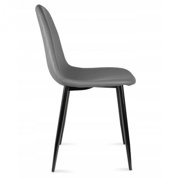SCAUN TIP SCANDINAV, TAPITAT, PIELE ECOLOGICA, MODEL CUSATURA PE SPATE, GRI SI NEGRU, MAX 100 KG, 44X52X85 CM, VIGO [6]