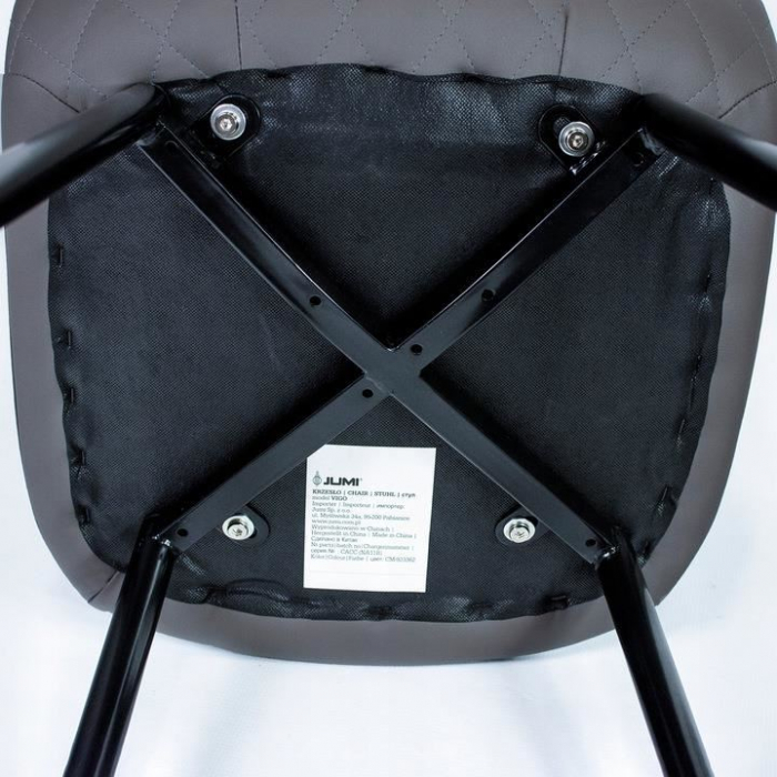 SCAUN TIP SCANDINAV, TAPITAT, PIELE ECOLOGICA, MODEL CUSATURA PE SPATE, GRI SI NEGRU, MAX 100 KG, 44X52X85 CM, VIGO [2]