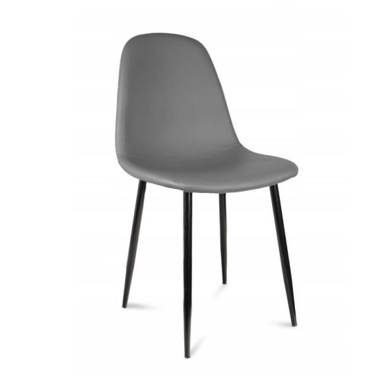 SCAUN TIP SCANDINAV, TAPITAT, PIELE ECOLOGICA, MODEL CUSATURA PE SPATE, GRI SI NEGRU, MAX 100 KG, 44X52X85 CM, VIGO [1]