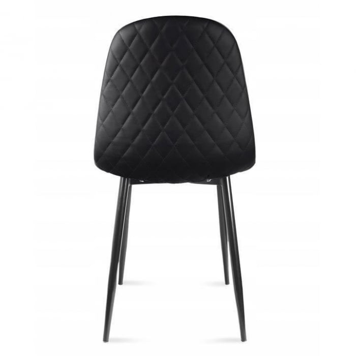SCAUN TIP SCANDINAV, TAPITAT, PIELE ECOLOGICA, MODEL CUSATURA PE SPATE, NEGRU, MAX 100 KG, 44X52X85 CM, VIGO [7]