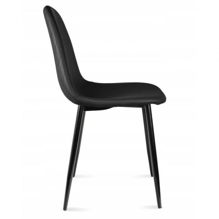 SCAUN TIP SCANDINAV, TAPITAT, PIELE ECOLOGICA, MODEL CUSATURA PE SPATE, NEGRU, MAX 100 KG, 44X52X85 CM, VIGO [4]