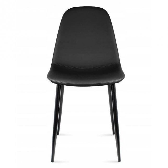 SCAUN TIP SCANDINAV, TAPITAT, PIELE ECOLOGICA, MODEL CUSATURA PE SPATE, NEGRU, MAX 100 KG, 44X52X85 CM, VIGO [5]