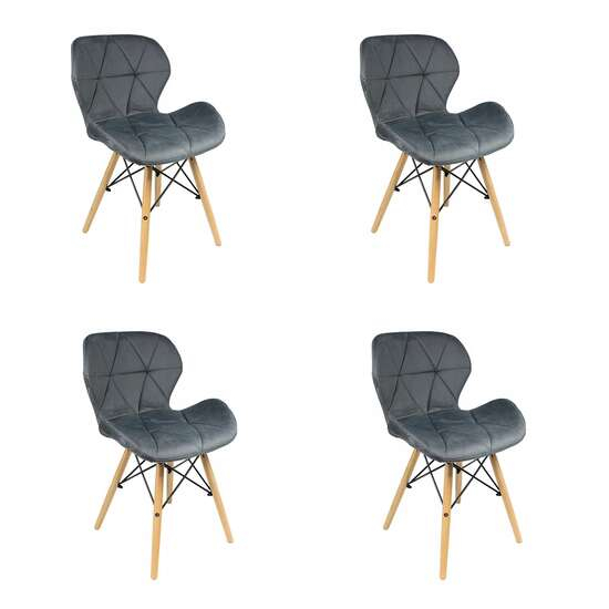 SCAUNE BUCATARIE/LIVING, CATIFEA, LEMN, GRI, SET 4 BUC, 46X50X73 CM, JUMI [1]