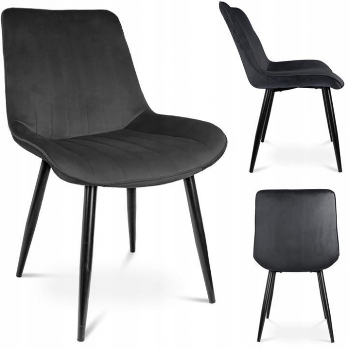 SCAUNE BUCATARIE/LIVING, CATIFEA, METAL, NEGRU, SET 4 BUC, 54X61X83 CM, VIVA [8]