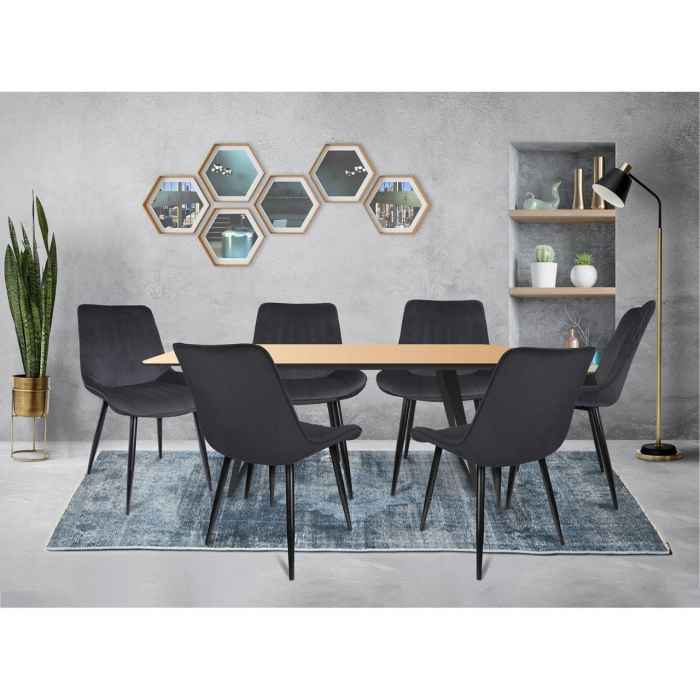 SCAUNE BUCATARIE/LIVING, CATIFEA, METAL, NEGRU, SET 4 BUC, 54X61X83 CM, VIVA [7]