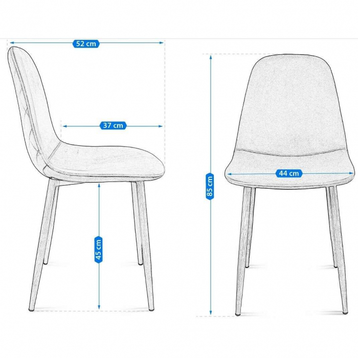 SCAUNE BUCATARIE/LIVING, CATIFEA, MODEL CUSATURA PE SPATE, VERDE, MAX 100 KG, SET 4 BUC, 44X52X85 CM, VIGO, JUMI [2]