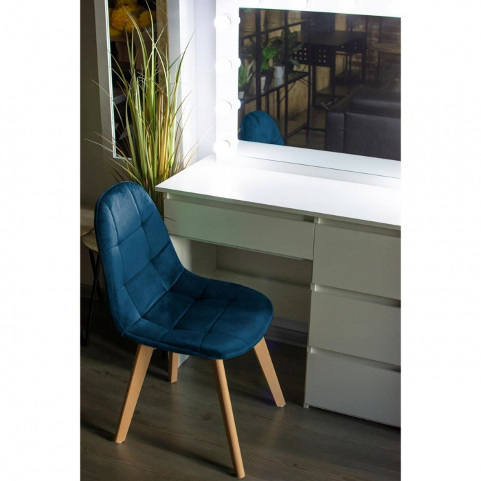 SCAUNE BUCATARIE/LIVING, CATIFEA SI PU, ALBASTRU MARIN, SET 4 BUC, 43X54X81 CM, COLIN [4]