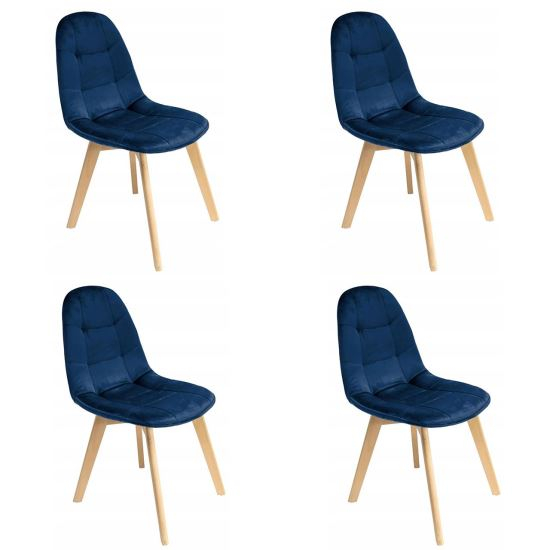 SCAUNE BUCATARIE/LIVING, CATIFEA SI PU, ALBASTRU MARIN, SET 4 BUC, 43X54X81 CM, COLIN [1]
