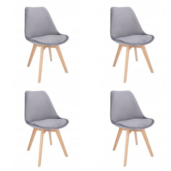 SCAUNE BUCATARIE/LIVING, LEMN, CATIFEA, GRI, SET 4 BUC, 49X60X82 CM, BARI [1]
