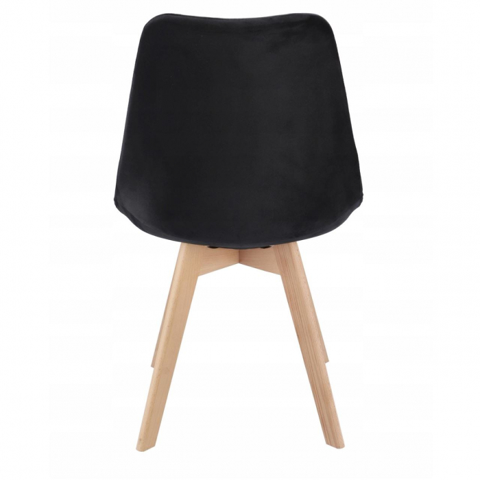 SCAUNE BUCATARIE/LIVING, LEMN, CATIFEA, NEGRU, SET 4 BUC, 49X60X82 CM, BARI [3]