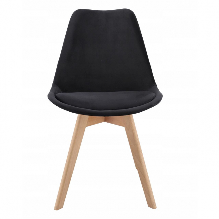 SCAUNE BUCATARIE/LIVING, LEMN, CATIFEA, NEGRU, SET 4 BUC, 49X60X82 CM, BARI [4]