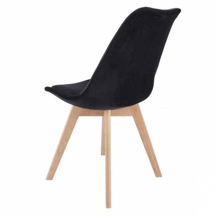 SCAUNE BUCATARIE/LIVING, LEMN, CATIFEA, NEGRU, SET 4 BUC, 49X60X82 CM, BARI [5]