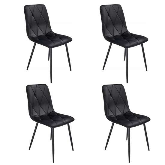SCAUNE BUCATARIE/LIVING, MATLASAT, CATIFEA, METAL, NEGRU, SET 4 BUC, 44X52X89 CM, PIADO, JUMI [1]