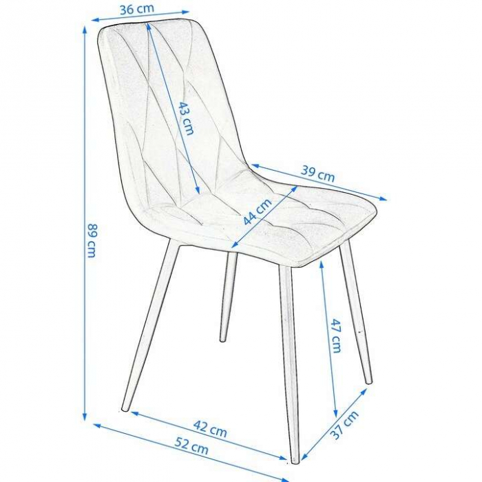 SCAUNE BUCATARIE/LIVING, MATLASATE, CATIFEA, METAL, GRI, SET 4 BUC, 44X52X89 CM, PIADO [3]