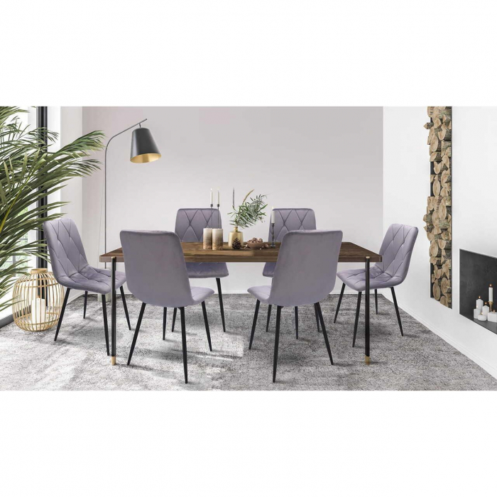 SCAUNE BUCATARIE/LIVING, MATLASATE, CATIFEA, METAL, GRI, SET 4 BUC, 44X52X89 CM, PIADO [8]