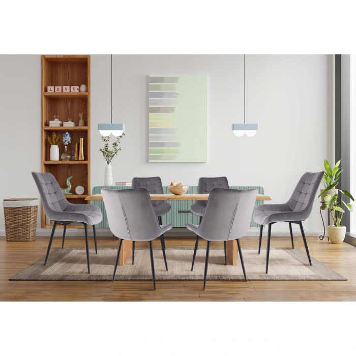 SCAUNE BUCATARIE/LIVING, METALIC, CATIFEA, GRI, SET 4 BUC, 53X63X83 CM, MISTY [8]