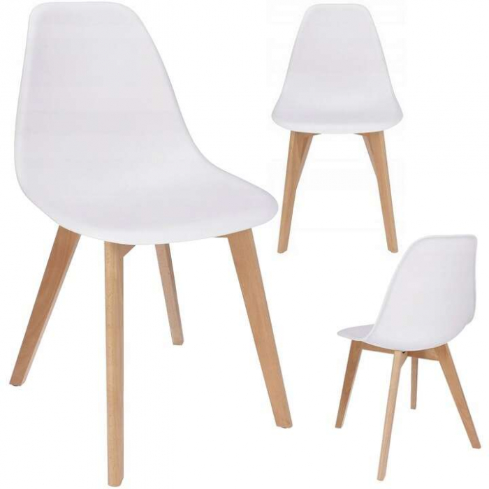 SCAUNE BUCATARIE/LIVING, PP, LEMN, ALB, SET 4 BUC, 46X52X82 CM, ADA [6]