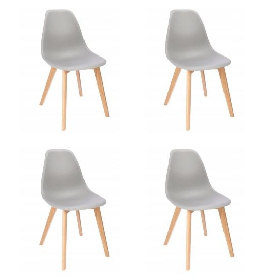 SCAUNE BUCATARIE/LIVING, PP, LEMN, GRI, SET 4 BUC, 46X52X82 CM, ADA [1]