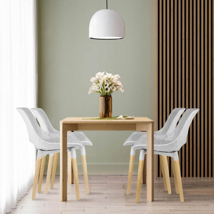 SCAUNE BUCATARIE/LIVING, PP, LEMN, MAX 130 KG, ALB, SET 4 BUC, 45X55X77 CM, DAVIS [9]