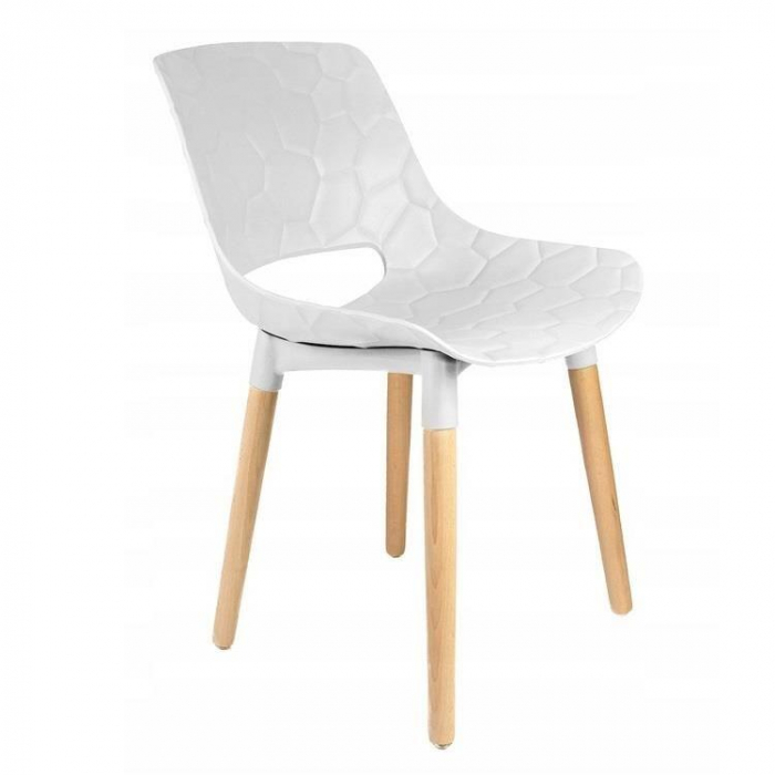 SCAUNE BUCATARIE/LIVING, PP, LEMN, MAX 130 KG, ALB, SET 4 BUC, 45X55X77 CM, DAVIS [2]