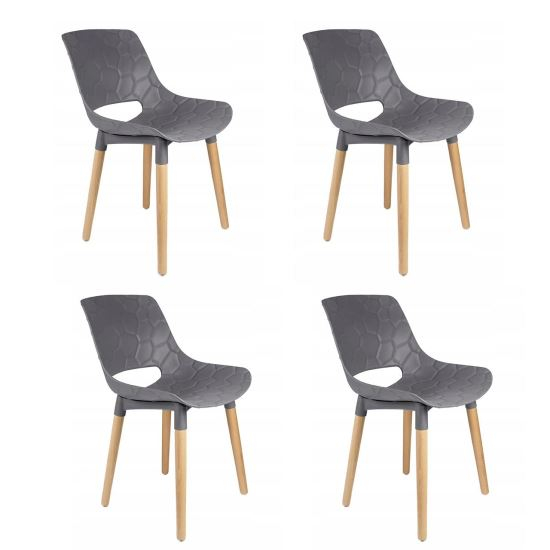 SCAUNE BUCATARIE/LIVING, PP, LEMN, MAX 130 KG, GRI, SET 4 BUC, 45X55X77 CM, DAVIS [1]