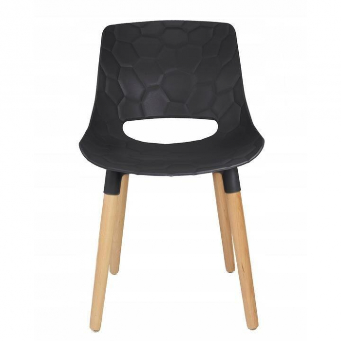 SCAUNE BUCATARIE/LIVING, PP, LEMN, MAX 130 KG, NEGRU, SET 4 BUC, 45X55X77 CM, DAVIS, JUMI [5]