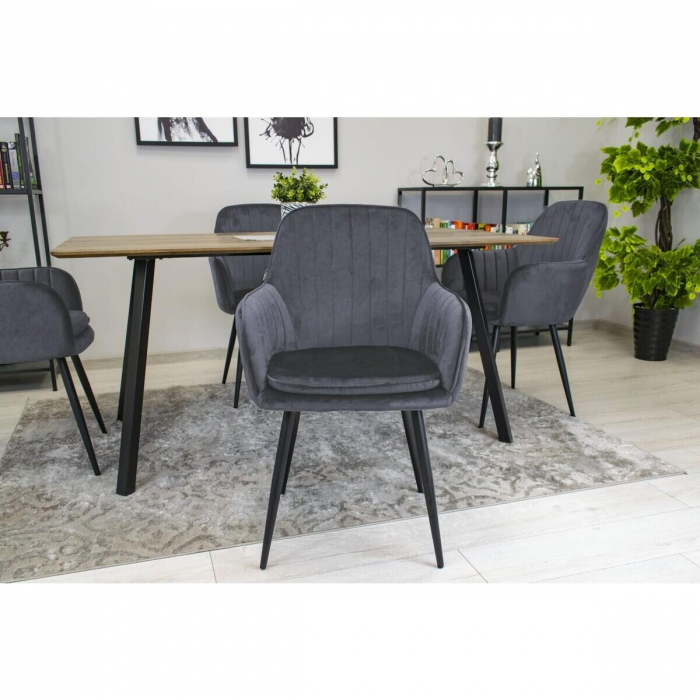 SCAUNE BUCATARIE/LIVING, SET 2 BUC, ARTOOL, LUGO, CATIFEA, METAL, GRI SI NEGRU, 57.5X56.5X86.5 CM [3]