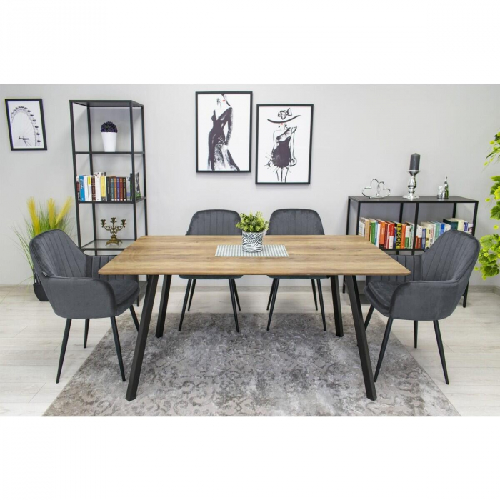 SCAUNE BUCATARIE/LIVING, SET 2 BUC, ARTOOL, LUGO, CATIFEA, METAL, GRI SI NEGRU, 57.5X56.5X86.5 CM [5]