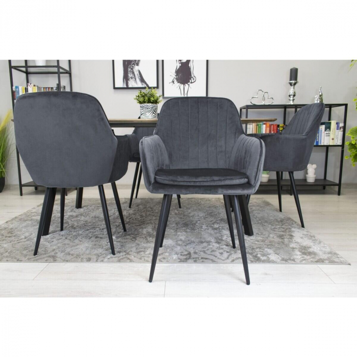 SCAUNE BUCATARIE/LIVING, SET 2 BUC, ARTOOL, LUGO, CATIFEA, METAL, GRI SI NEGRU, 57.5X56.5X86.5 CM [9]