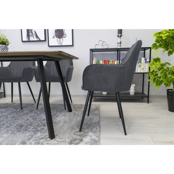 SCAUNE BUCATARIE/LIVING, SET 2 BUC, ARTOOL, LUGO, CATIFEA, METAL, GRI SI NEGRU, 57.5X56.5X86.5 CM [7]