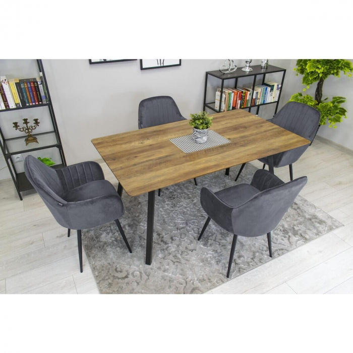 SCAUNE BUCATARIE/LIVING, SET 2 BUC, ARTOOL, LUGO, CATIFEA, METAL, GRI SI NEGRU, 57.5X56.5X86.5 CM [2]