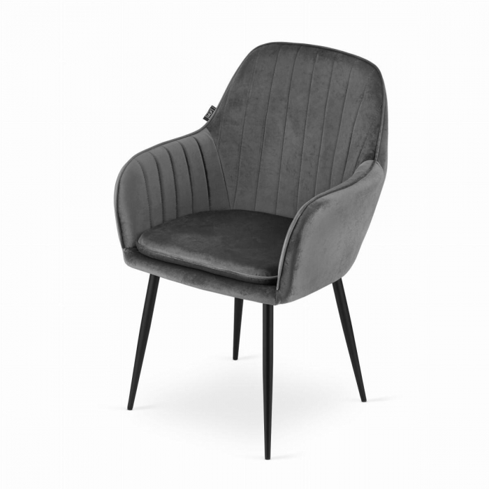 SCAUNE BUCATARIE/LIVING, SET 2 BUC, ARTOOL, LUGO, CATIFEA, METAL, GRI SI NEGRU, 57.5X56.5X86.5 CM [10]
