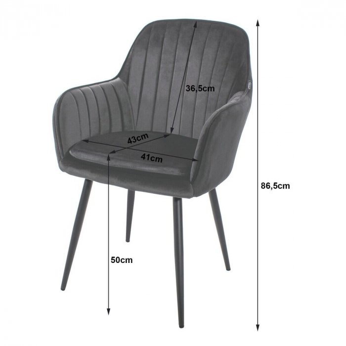 SCAUNE BUCATARIE/LIVING, SET 2 BUC, ARTOOL, LUGO, CATIFEA, METAL, GRI SI NEGRU, 57.5X56.5X86.5 CM [4]