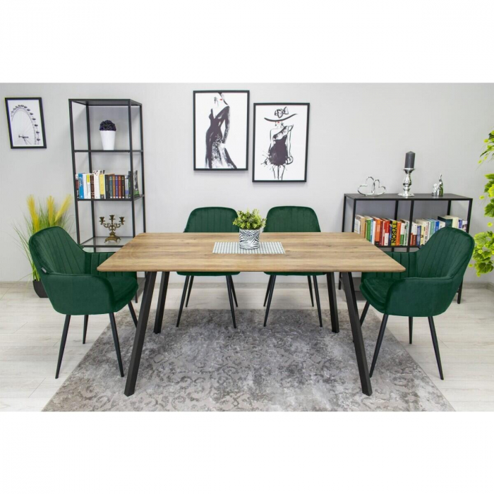 SCAUNE BUCATARIE/LIVING, SET 2 BUC, ARTOOL, LUGO, CATIFEA, METAL, VERDE SI NEGRU, 57.5X56.5X86.5 CM [2]