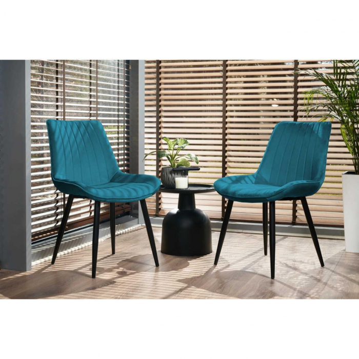 SCAUNE BUCATARIE/LIVING, SET 2 BUC, JUMI, VIVA, CATIFEA, METAL, ALBASTRU MARIN SI NEGRU, 54X61X83 CM [3]