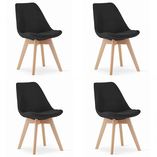 SCAUNE BUCATARIE/LIVING, SET 4 BUC, ARTOOL, NORI, STOFA, LEMN, NEGRU, 48.5X54X84 CM [1]