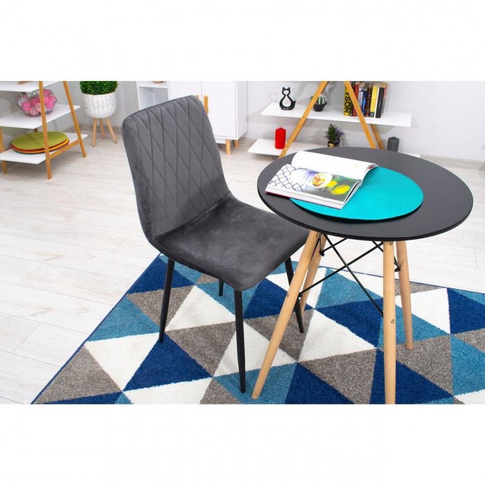 SCAUNE BUCATARIE/LIVING, SET 4 BUC, ARTOOL, TURIN, CATIFEA, METAL, GRI SI NEGRU, 44.5X53X88.5 CM [7]