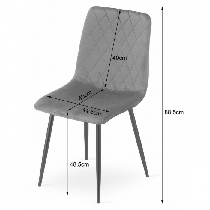 SCAUNE BUCATARIE/LIVING, SET 4 BUC, ARTOOL, TURIN, CATIFEA, METAL, GRI SI NEGRU, 44.5X53X88.5 CM [2]