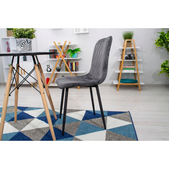 SCAUNE BUCATARIE/LIVING, SET 4 BUC, ARTOOL, TURIN, CATIFEA, METAL, GRI SI NEGRU, 44.5X53X88.5 CM [8]