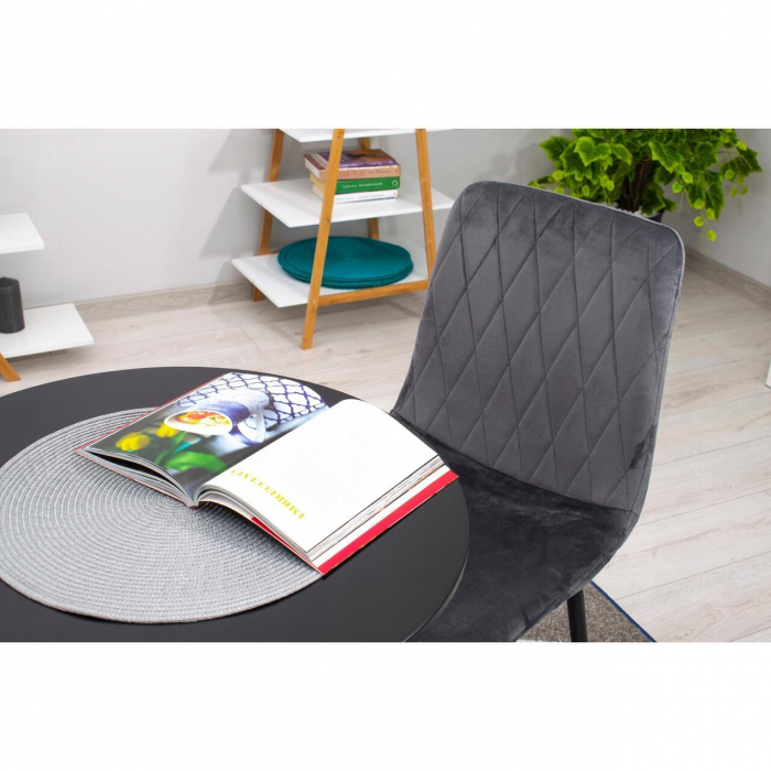 SCAUNE BUCATARIE/LIVING, SET 4 BUC, ARTOOL, TURIN, CATIFEA, METAL, GRI SI NEGRU, 44.5X53X88.5 CM [10]